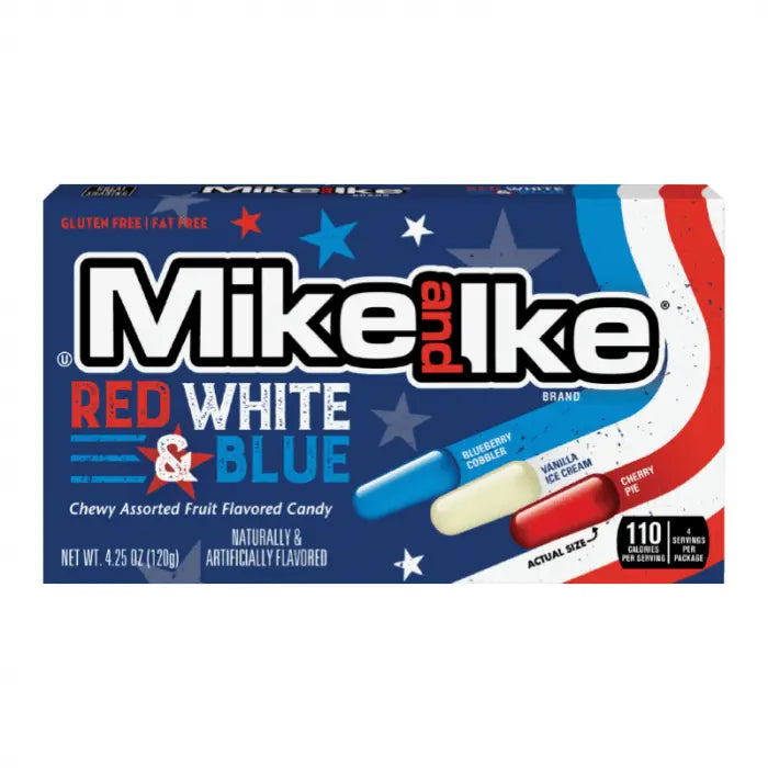 Kutija bombona Mike and Ike Red White & Blue, 120 g, voćni assortiman