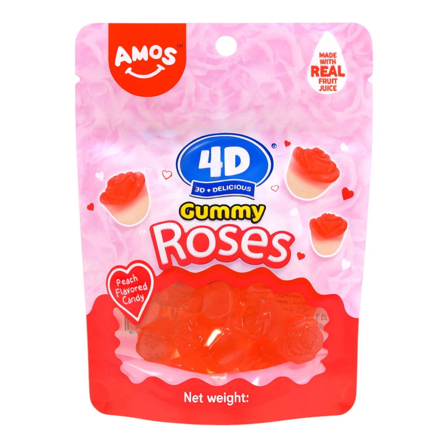 Amos Candy 4D Gummy Roses 65g - OhMyCandyBox