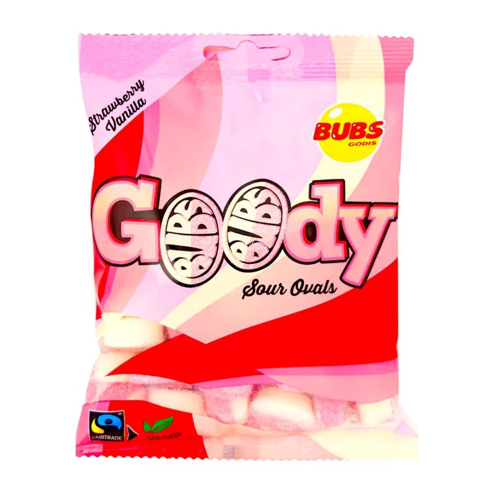 BUBS Goody Sour Ovals Strawberry Vanilla 90g - OhMyCandyBox