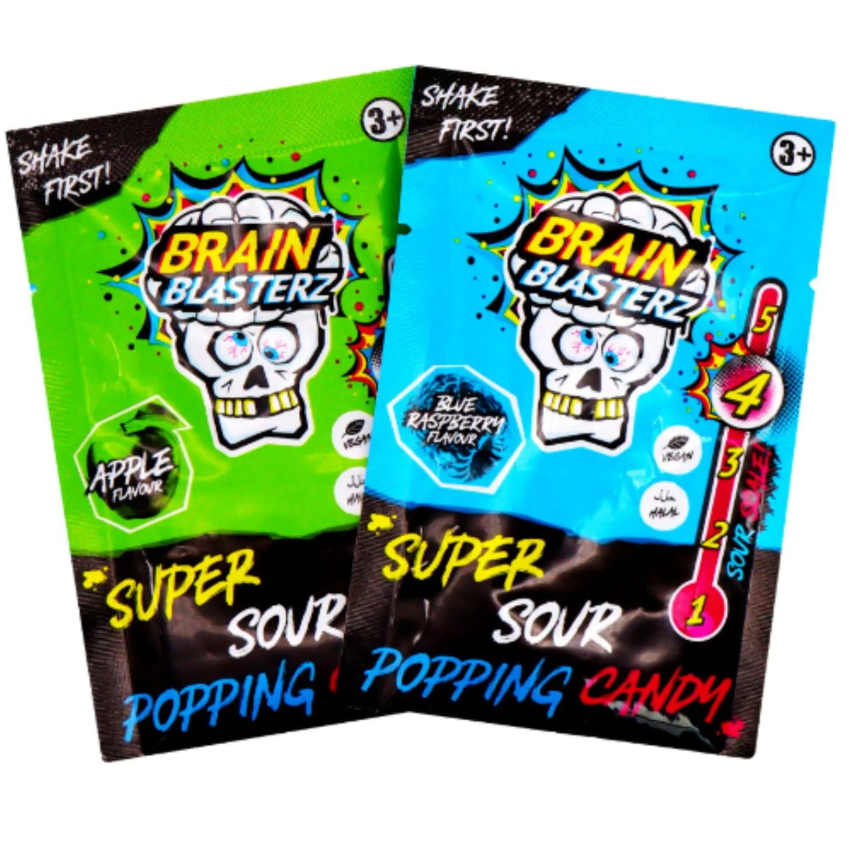 Brain Blasterz super kisela popping slastica, zelena i plava vrećica