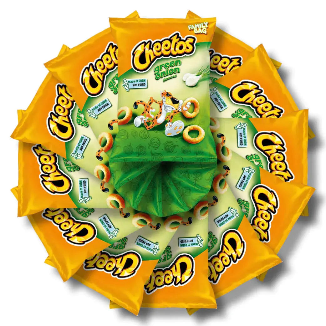 Skup Cheetos Green Onion obiteljskih vrećica čipsa, žuto-zelene