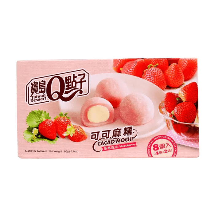 Kutija Mochi rižinih grickalica s kakaom i jagodom, 80 g, Q Brand